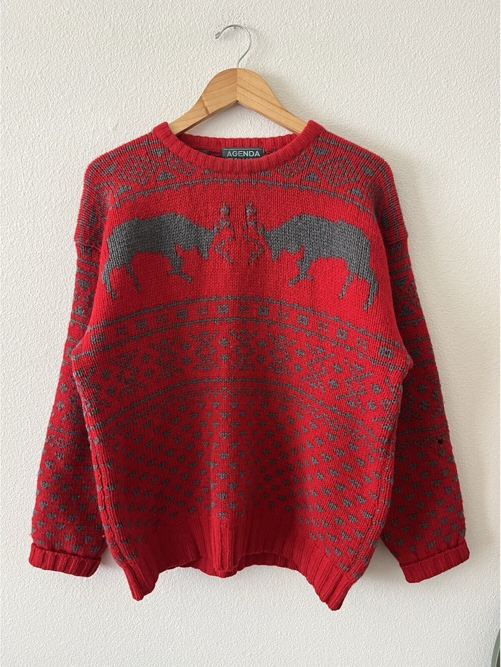 Vintage Agenda 100% Shetland Wool Red Ram Sweater Size L⁠